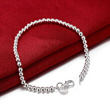Pulseira feminina prateada, delicada, com fecho lagosta, ideal para aniversários.