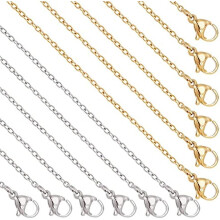 20 pezzi di catene a cavo sottili da 1,5 mm in acciaio inossidabile 304, lunghezza 19,7-20,5", con chiusura a moschettone, design a croce, ideali per