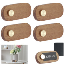 4 stk. træbordprismærkestativer med 40 stk. papirer, kompatible med detaildisplay, mini-prisholder til merchandise