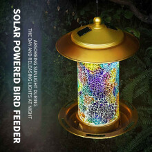 Xerdsx Beheizter Kolibri-Futterspender, Neue beleuchtete Solar-Vogelfutterstation für den Außenbereich, Hängender Vogelfutterkasten aus Eisen,
