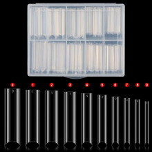 200Pcs Clear Coffin Nail Tips Set, Acrylic Half Cover SalonQuality Extensions with Case 10 Sizes