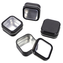 16Pcs Metal Storage Tins with Lids, Square Tin Containers, Clear Window, for Crafts and Gifts