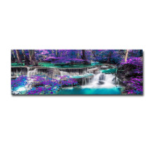 Waterfall Canvas Wall Art Purple Trees Forest Landscape Painting Picture Prints Bathroom Bedroom Decoration