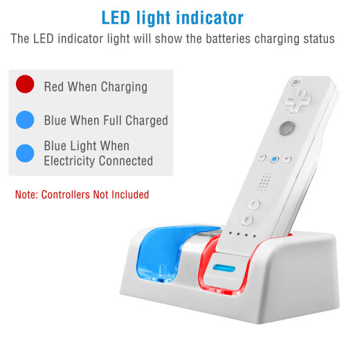 Station de charge compatible avec la télécommande Nintendo Wii 2 + 2 batteries rechargeables blanches 2