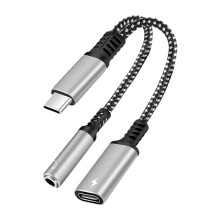Typ C2-in-1-Adapter, geflochten, Kopfhörerkonverter, Digitaler Audioadapter, geeignet