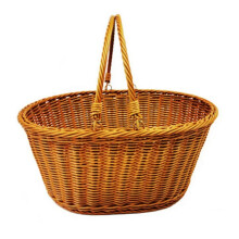 Panier de pique-nique artisanal en imitation rotin avec poignée, tressé en osier, pour le camping et le rangement des fruits.