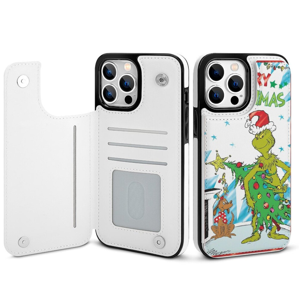 The Grinch Compatible Iphone 14 Pro Max Wallet Case With Card Holder, Pu Leather Folio, Magnetic Clasp & Shockproof Cover For Women/Girls 9048212885375