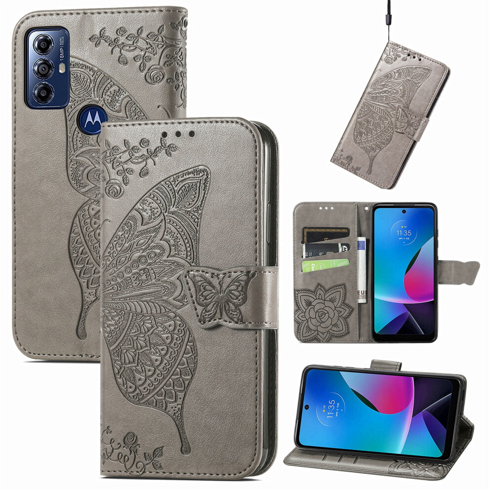 Embossed Wallet Case For Moto G Stylus 5G 2024/2023, G Play, G Power 5G, Edge 50 Ultra - Shockproof, Magnetic Clasp, Kickstand & Hand Strap 9048212885603