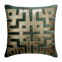 Husă de pernă pentru scaun, turcoaz și bej deschis 35,5 cm x 35,5 cm, model geometric din catifea, design labirint grecesc modern, fețe de pernă