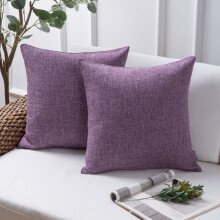 Față de pernă decorativă pătrată din seria Textural Faux Linen pentru canapea, 22" x 22", violet, pachet de 2