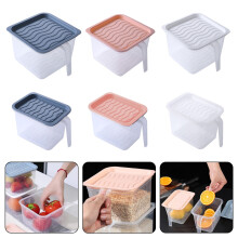 Caixa organizadora para geladeira SUSUchens com tampa e alça, recipiente transparente empilhável para frutas e verduras, própria para