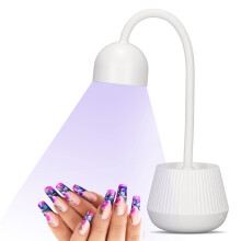 UV LED Nail Lamp 24W Fast Drying Gel Nail Dryer with 360 Rotatable Gooseneck USB Rechargeable
