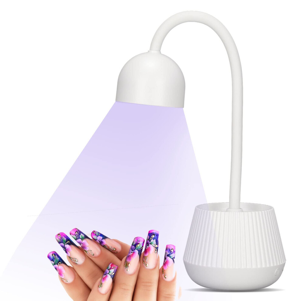 UV LED Nail Lamp 24W Fast Drying Gel Nail Dryer with 360 Rotatable Gooseneck USB Rechargeable