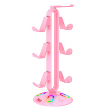 Soporte para controlador RGB con 2 puertos USB y concentrador, compatible con Switch, PS5, Xbox, soporte para auriculares, 3,5 mm y Tipo-C,