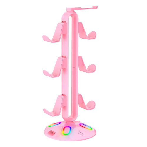 RGB Controller Stand with 2 USB Ports & Hub, Compatible with Switch, PS5, Xbox, Headset Bracket, 3.5mm & Type-C, Win7/8/10/11/Linux/Mac