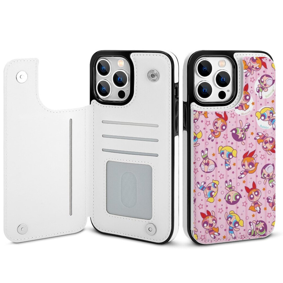 The Powerpuff Girls For Compatible With Iphone 14 Pro Max Wallet Case, Pu Leather Flip Folio With Card Holder, Kickstand, Magnetic Clasp, Shockproof 9048212935520