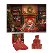 Adventskalender - Puzzle 1008 Teile - Weihnachtskalender 2024 Mehrfarbig - LY - Mehrfarbiger Hund - 8002