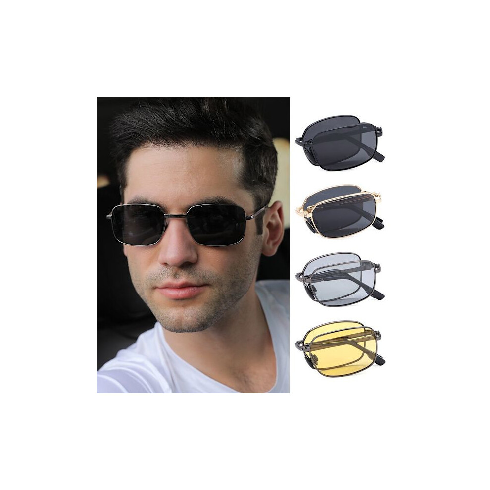 Foldable Polarized Sunglasses Square Photochromic Sunglasses Driving Glasses C2 Black/Grey 9048212983071