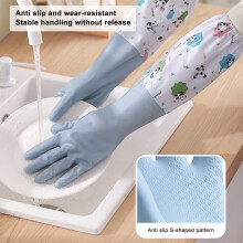 Gants de ménage SUSUchens1Pair, motif panda mignon, imperméables, en peluche, pour la cuisine et la maison, rose, taille L