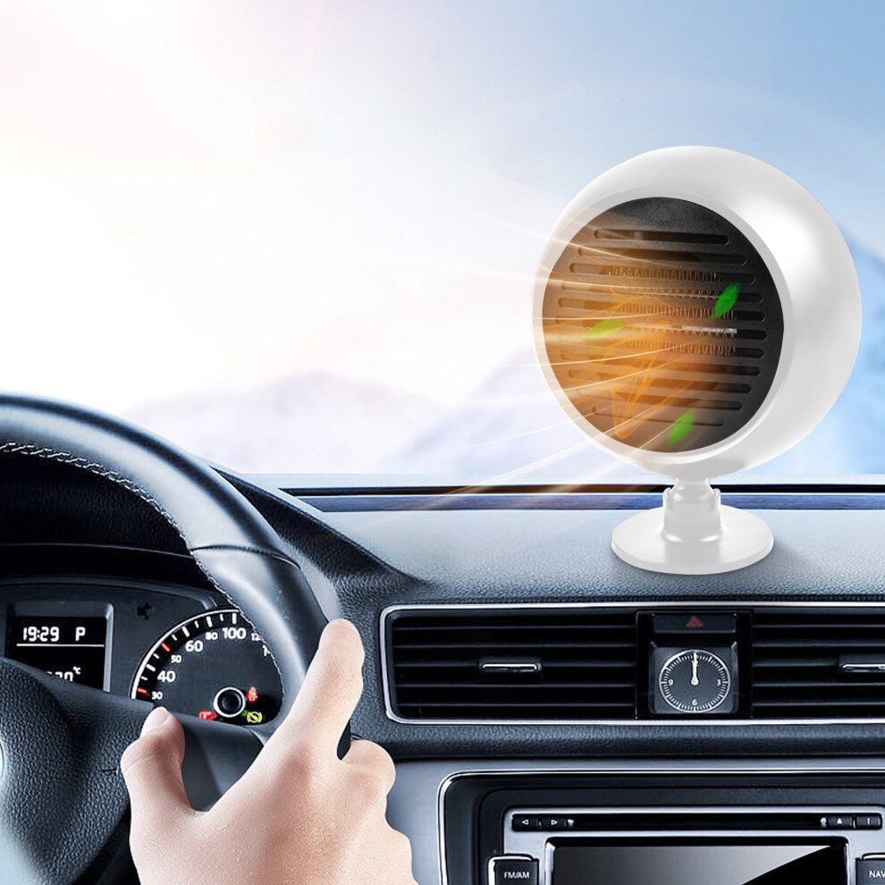 Car Mounted Heater 12V Mini, Fast Heating Fan With Wide-Angle Air Supply, Defrost & Defog, Compatible With Car; Christmas Gift 9048212985310