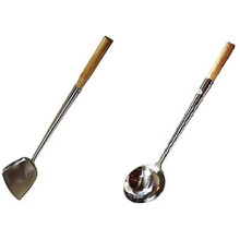 Wok-Schöpfkelle (Schöpfkelle 16" (Nr. 3) & Schaufel 16" (Nr. 3) Set) mit Stift