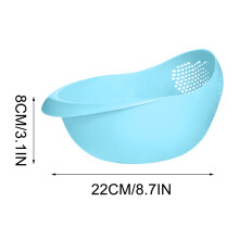 Rice Washer Strainer Bowl 3.1x8.7 Inch, 4-in-1 for Quinoa, Fruits, Vegetables, Beans - Small Rinser with Side Drainers