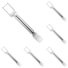 Cortador de frutas 2 em 1 em aço inoxidável, fatiador de melancia e utensílio para cortar melão, compatível com uso na cozinha - 6 peças