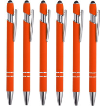 Conjunto de 6 canetas esferográficas com ponta stylus, caneta metálica 2 em 1 com tinta preta, ponta média de 1,0 mm para telas sensíveis ao