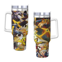 Pikachu 40oz H2.0 Edelstahl-Vakuumisolierter Becher mit Deckel und Strohhalm für Wasser, Eistee, Kaffee oder Smoothies