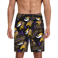 Vikings Herren-Kurzpyjamahose mit Sport-Football-Teamlogo am Ärmel – Geschenk für Baseball-Fans