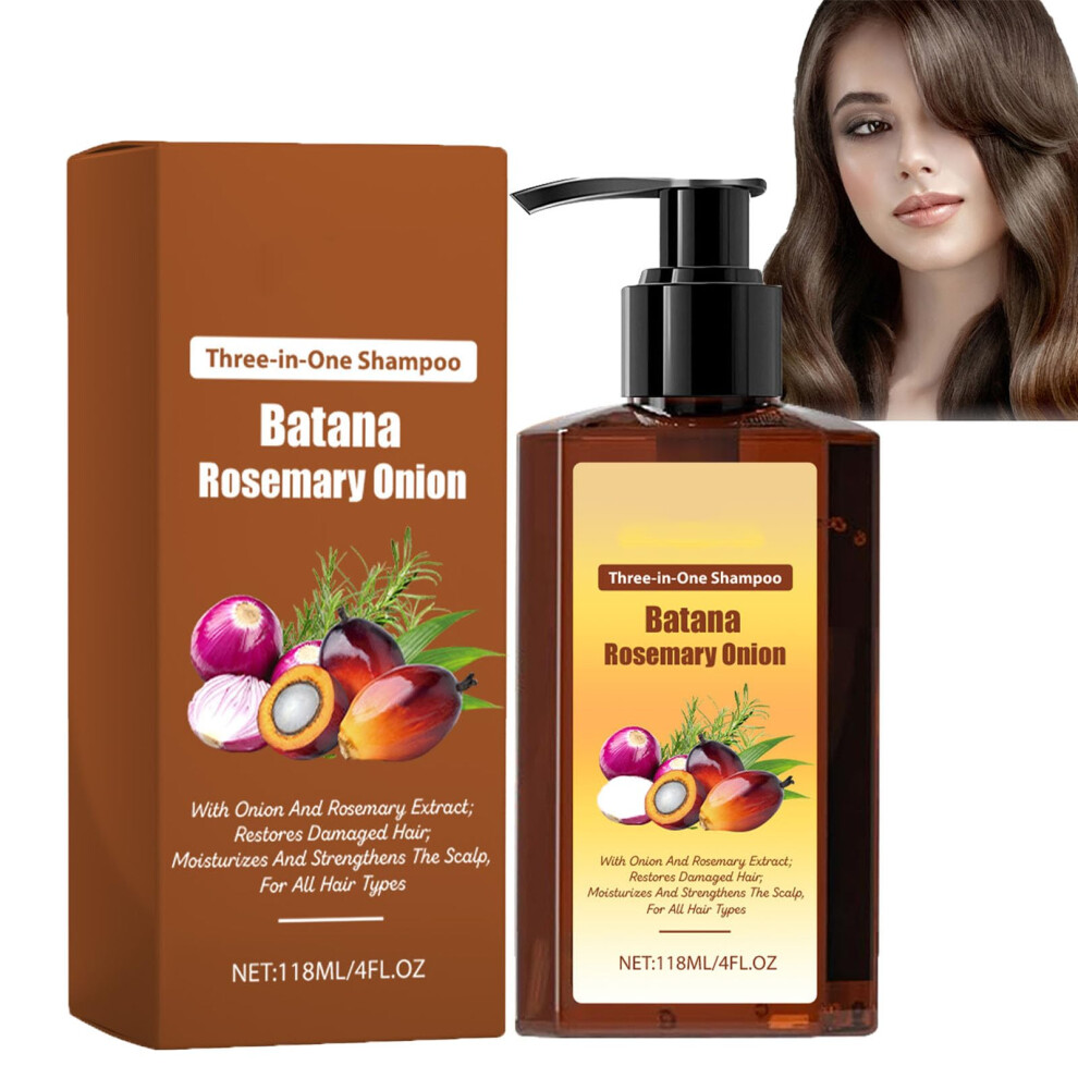 Hair Growth Shampoo with Rosemary and Onion, 3in1 Nourishing Batana Oil Formula for Thicker Hair