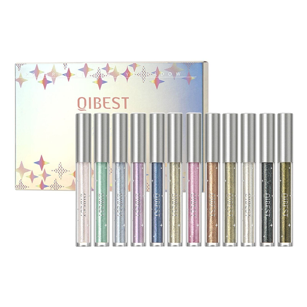 Long Lasting Liquid Glitter Eyeshadow Set 12 Color Shimmer Palette Easy Blend 3D Highlight