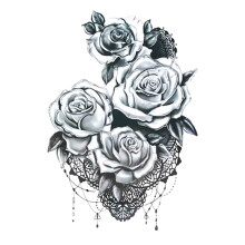 7 Sheets Waterproof Temporary Tattoos Stickers, Fake Flower and Skull Designs, Semi Permanent Body Art for Women and Men