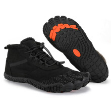 Black Waterproof Snow Boots with Warm Plush Interior and Arch Support for Winter Trekking