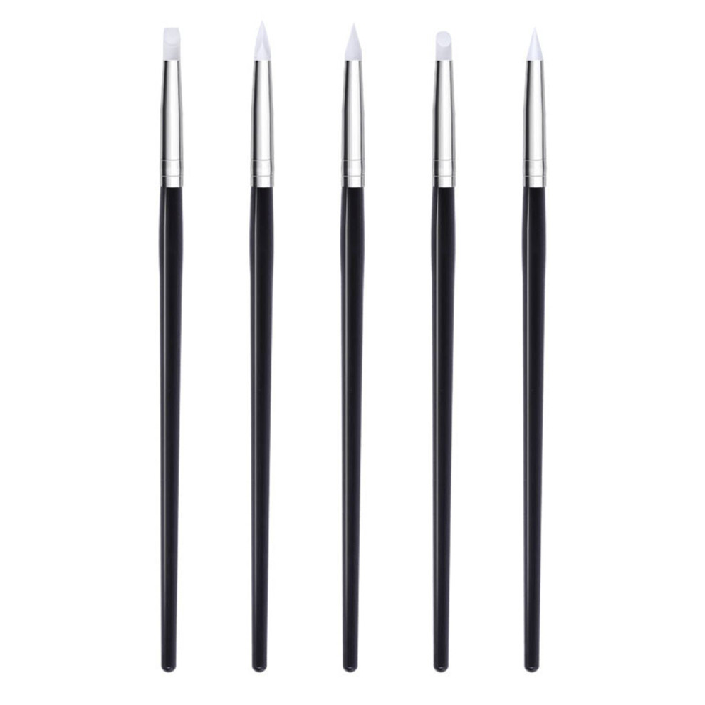 Black 15 Pcs Professional Nail Art Brush Set For Gel And Acrylic With Handle And Precise Control