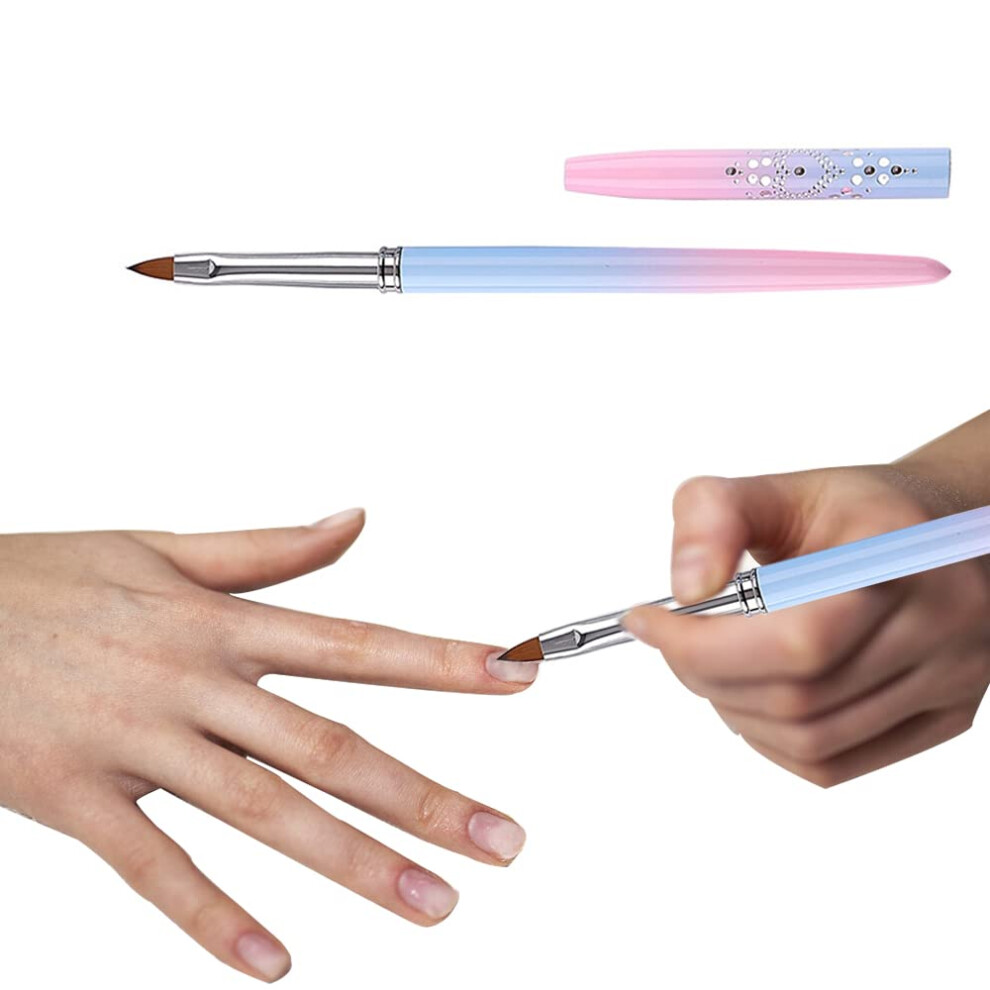 Acrylic Nail Brush Size 8 Oval with Soft Bristles and Ergonomic Wood Handle for Precision Acrylic Application