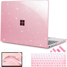 Carcasă cu sclipici pentru laptop Rosoft Surface Laptop 3-5 de 13,5" cu suport metalic pentru palme, model 1951/1868, 2019/2021/2022