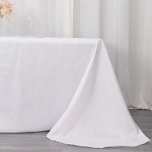 Nappe rectangulaire Balsa Circle 90 po x 132 po en polyester, coins arrondis - Blanche