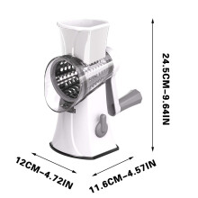 Râpe à fromage rotative à lames interchangeables Daiosportswear, mandoline à tambour rotatif avec 3 lames en acier inoxydable
