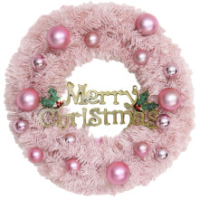 Guirlanda de Natal Rosa de 30 cm para Decoração de Casa (com Luzes e Enfeites)