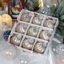 Lot de 9 boules de Noël en mousse pailletée de 8 cm, incassables et réfléchissantes, pour sapin, mariage et décoration de fête.