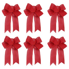 Lot de 6 nœuds de Noël, grands nœuds en ruban de jute pour couronnes, décorations de sapin, ornements de Noël, décorations de fêtes rouges -