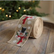 Cailmei Leinen-Weihnachtsband, Boutique-Band, Dekoration, Weihnachtsbaum-Druckband, 2 m, Einheitsgröße