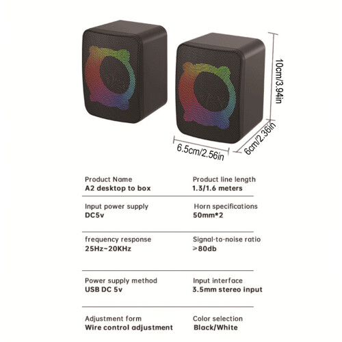 RnemiTe-amo Clearance! Μίνι ηχείο USB με φώτα, συμβατό με κινητό τηλέφωνο, φορητό υπολογιστή, 2