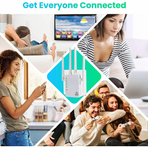 Ενισχυτής επέκτασης WiFi για το σπίτι, Καλύπτει 12880 τ.μ., 1200Mbps, συμβατός με τους 1