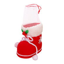 Saco de doces Botas de Natal Suportes de enfeites Decorações Papai Noel Flocking