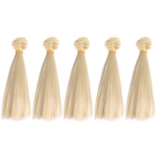 Mechas de cabelo sintético liso azul para bonecas, pacote com 5 unidades, ideal para confecção de perucas.