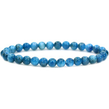 Pulsera elástica unisex de 7" con cuentas redondas de 6 mm y gemas semipreciosas hechas a mano.