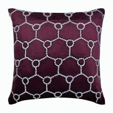 Față de pernă pătrată din catifea violet, 45x45 cm, design cu grilaj și cristale, Art Deco geometric - Crystal Jaal