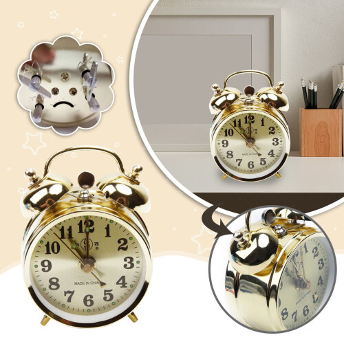 One Hour Timer Clock Metal Vintage Alarm Clock Extra Loud Manual Wind Up Analog Retro Backlight 1